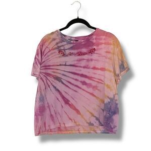 H&M Women’s Tie Dye Cropped Babydoll Tee ‘90s Oh Cherie Large